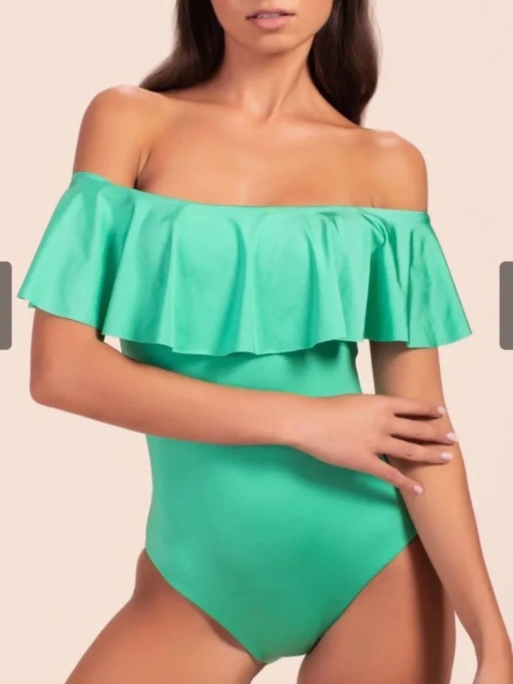 Trina Turk Monaco Off-the-Shoulder Ruffle Bandeau One-Piece Swimsuit Size 8
